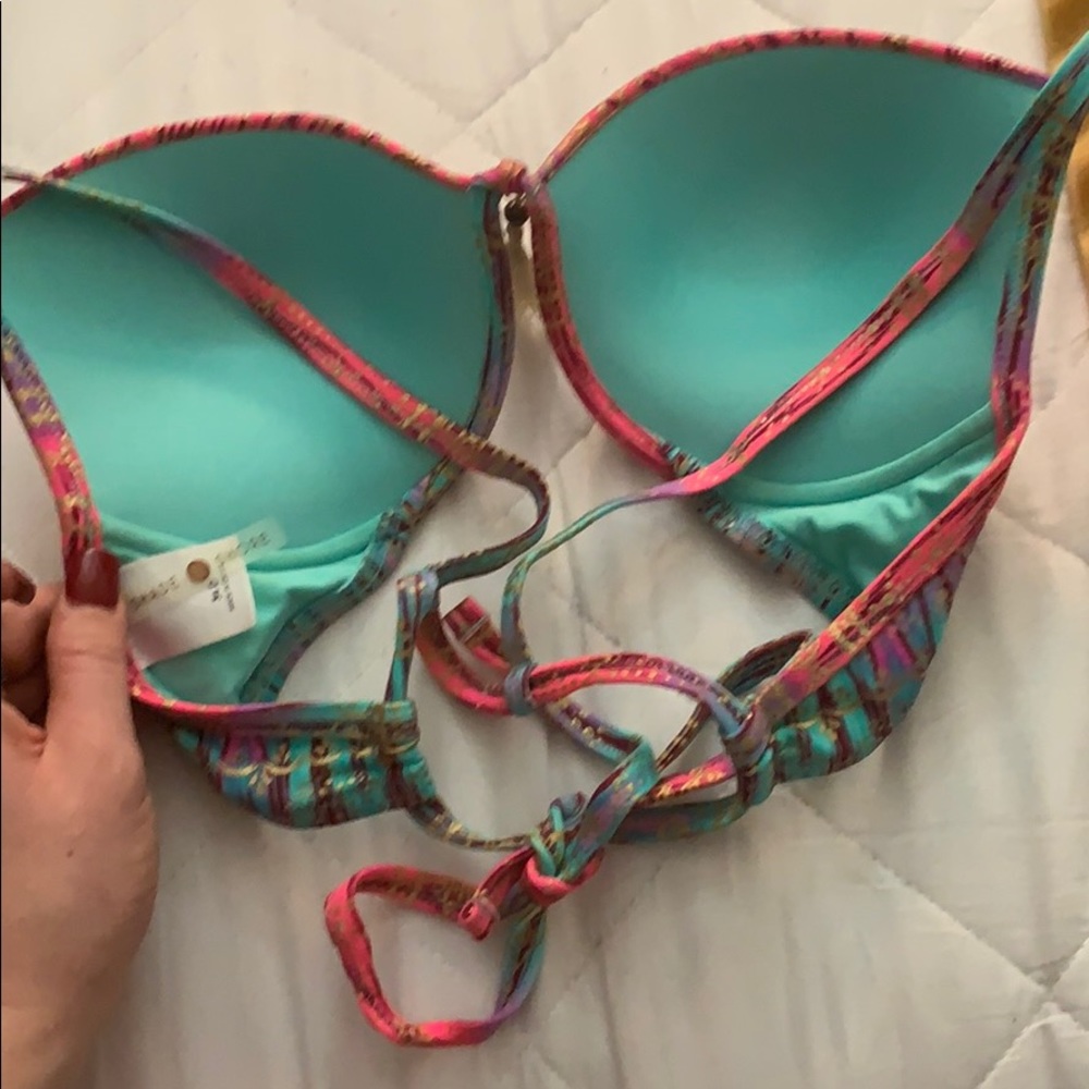 3 for 30 Shade and Shore Pink Gold Bikini Top 34D - Picture 2 of 2